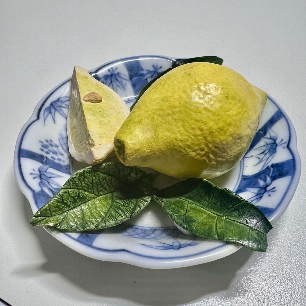 Christine Viennet France Trompe L'oeil Porcelain Lemon Plate 3D Sculptural